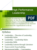 High Performance Leadership