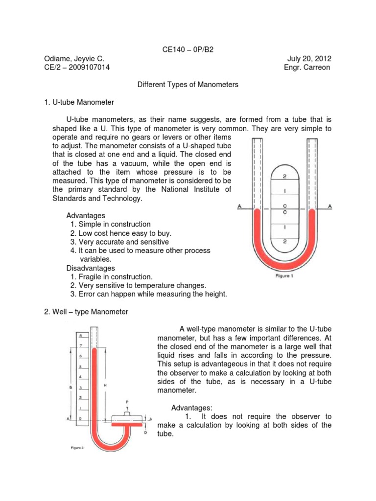 Overview of Manometer Types and Uses | PDF | Pressure Measurement ...