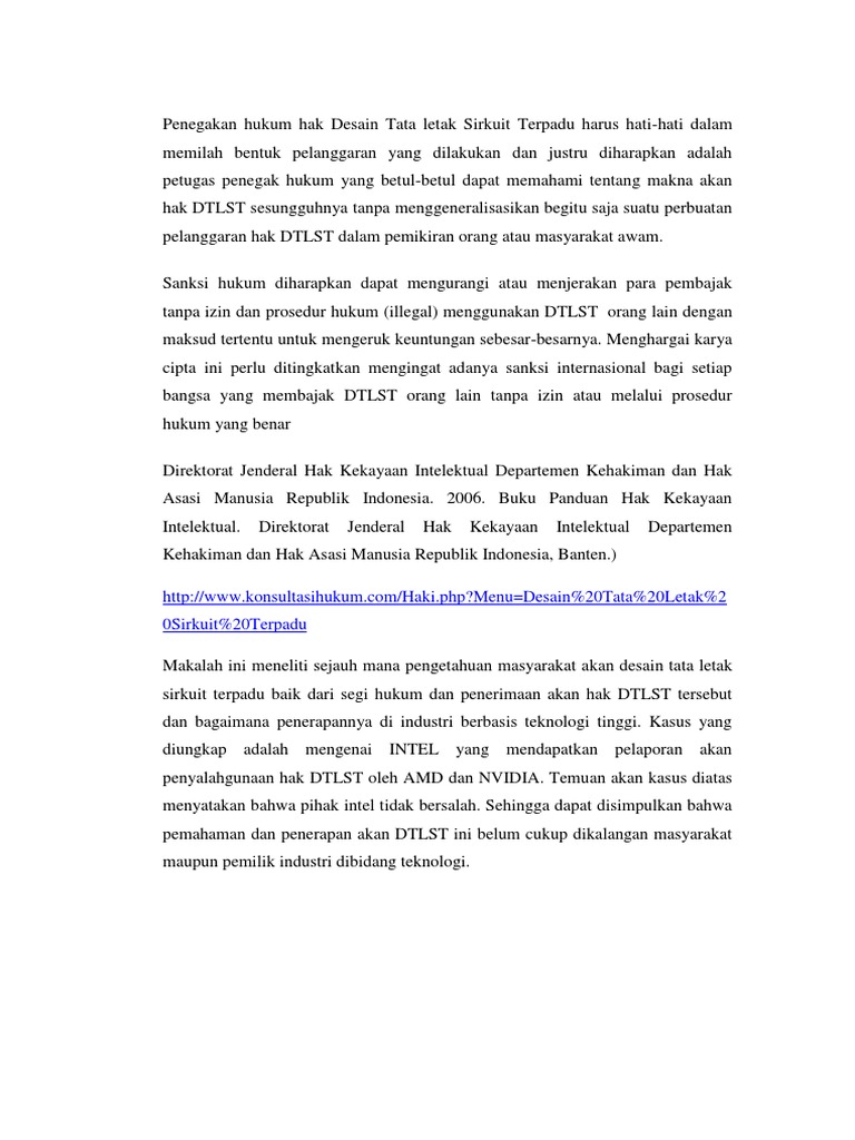Desain Tata Letak Sirkuit Terpadu Dan Kasus Pdf