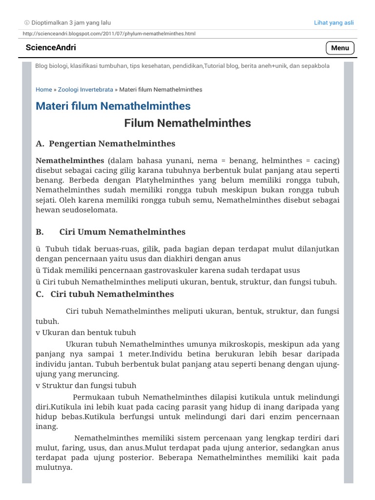 51+ Gambar Hewan Filum Nemathelminthes Gratis Terbaik