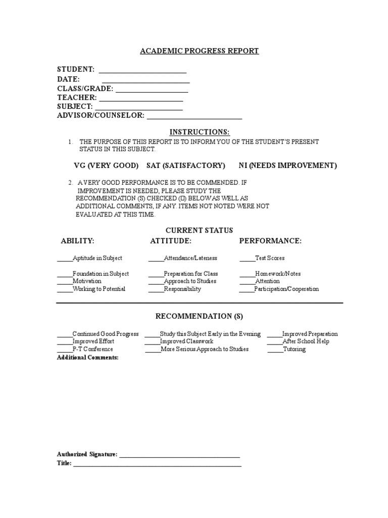 Academic Progress Report Template | PDF | Career & Growth | Business