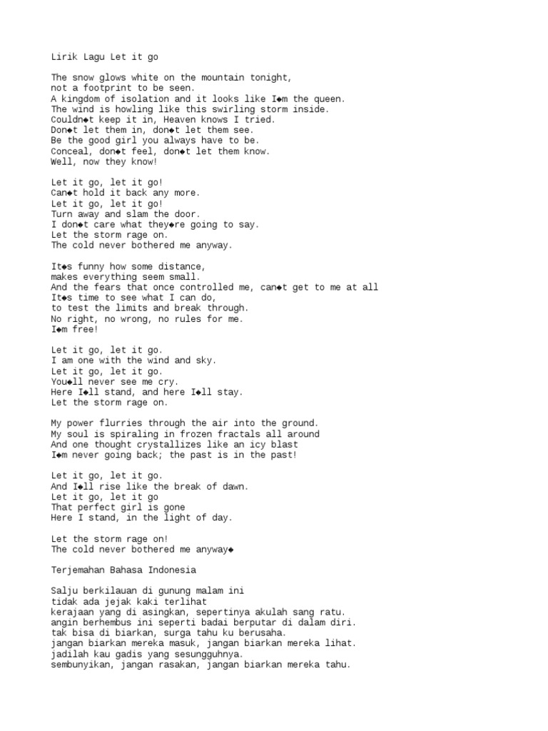 Lirik Lagu Let It Go Pdf