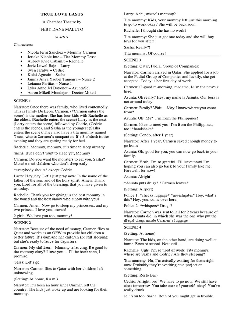 True Love Lasts: A Chamber Theatre Script | PDF | Leisure