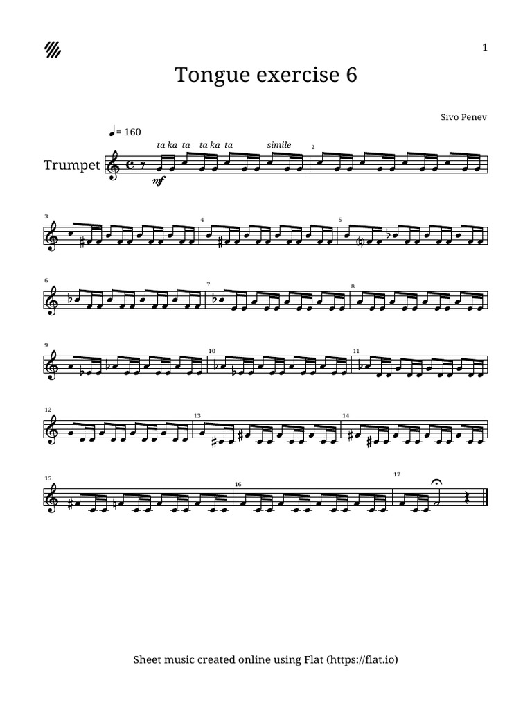 Tongue Exercises Method For Trumpet N.6 PDF