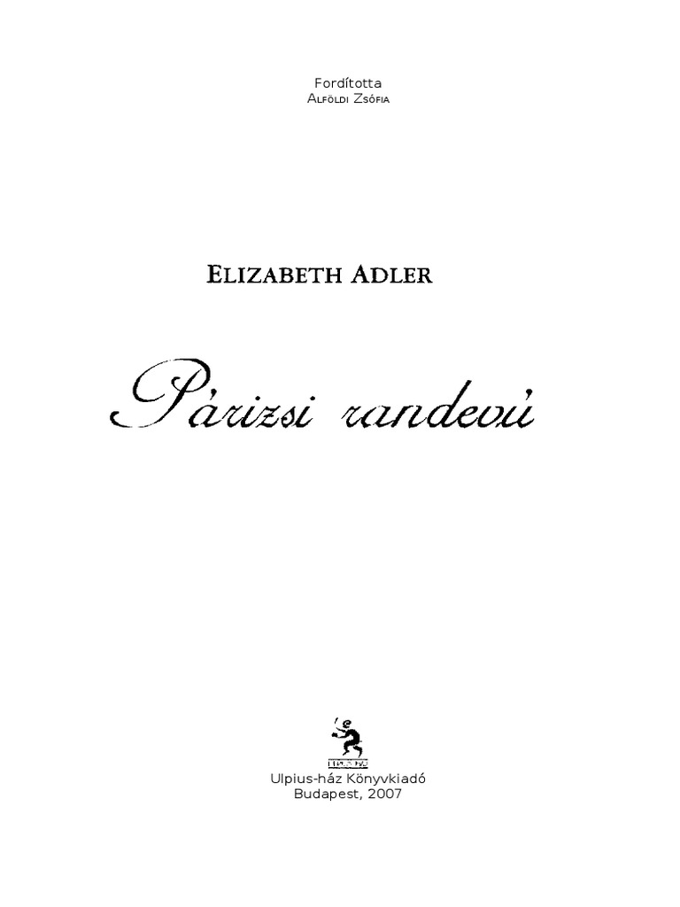 Adler Elizabeth Parizsi Randevu Hu Nncl8736 d9dv1 | PDF