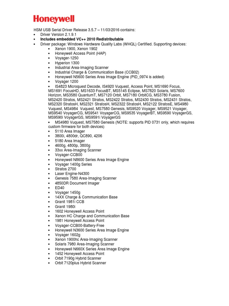 Drivers Honeywell 3800g Support