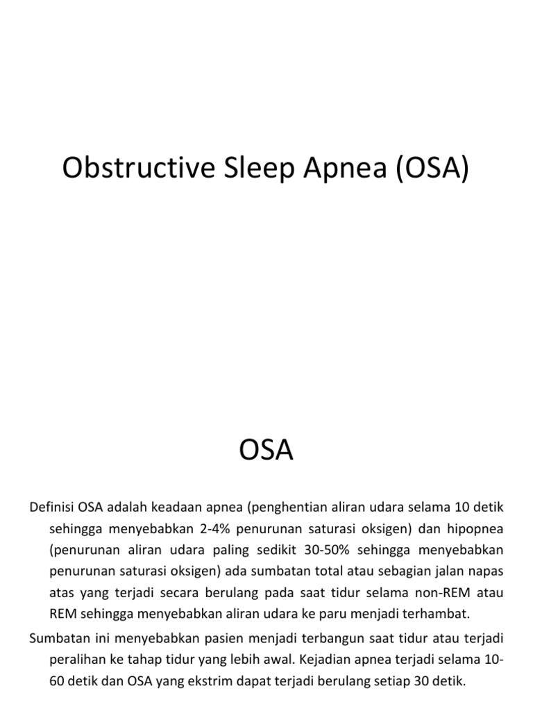 Obstructive Sleep Apnea (OSA) | PDF