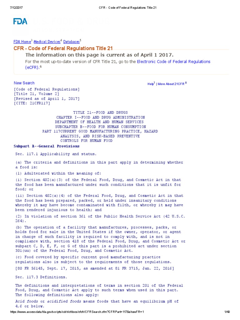 CFR Code of Federal Regulations Title 21 PDF Fruit Preserves