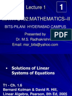 Math C192:Mathematics - II: Bits-Pilani Hyderabad Campus