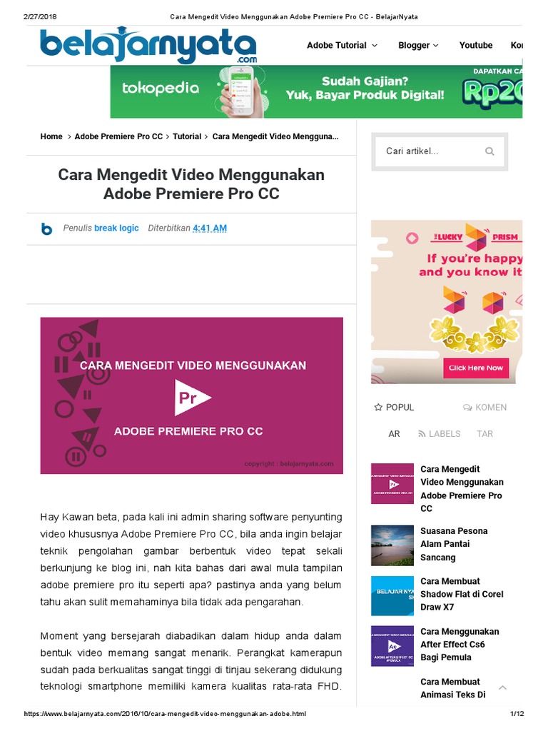 Cara Mengedit Video Menggunakan Adobe Premiere Pro CC - BelajarNyata