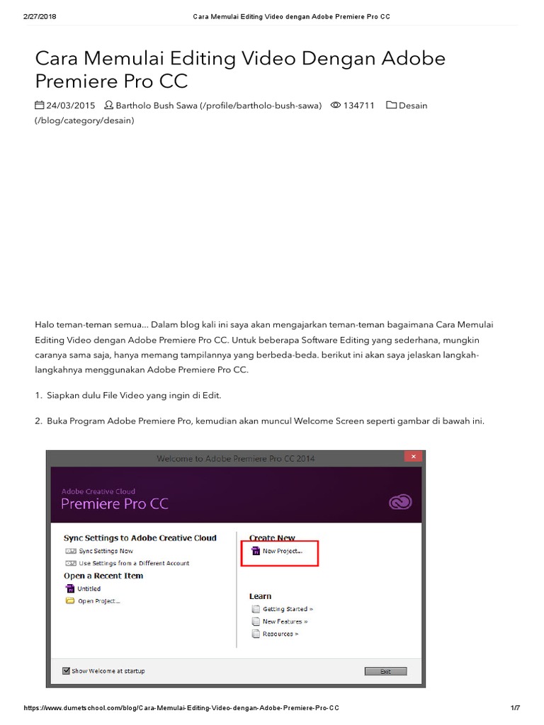 Cara Memulai Editing Video Dengan Adobe Premiere Pro CC | PDF