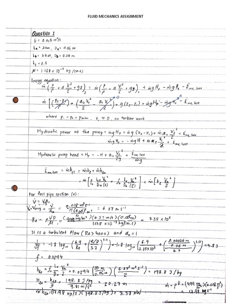 Fluid Mechanics Assignment | PDF