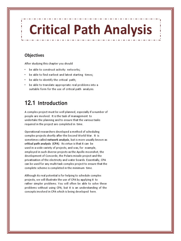 Critical Path Analysis For Word | PDF | Vertex (Graph Theory ...