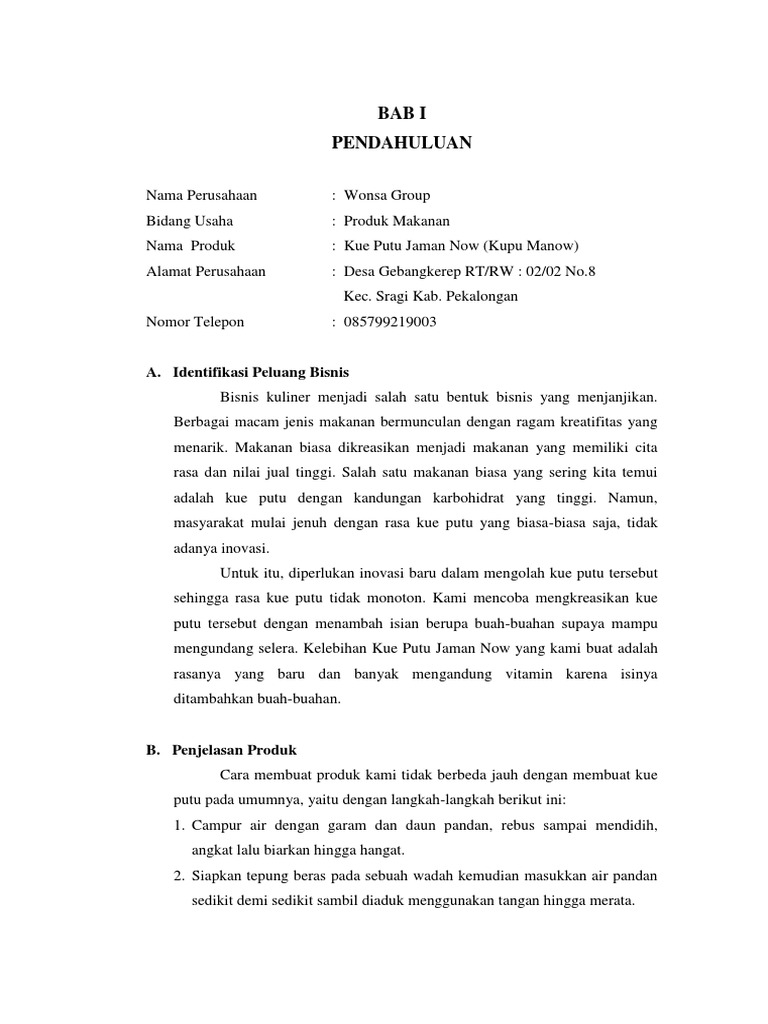 business plan contoh pdf