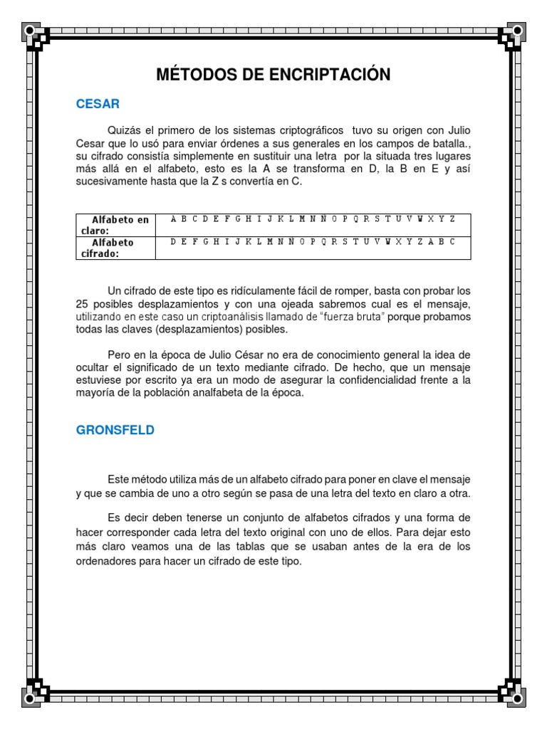 Métodos De Encriptación Criptografía Cifrado