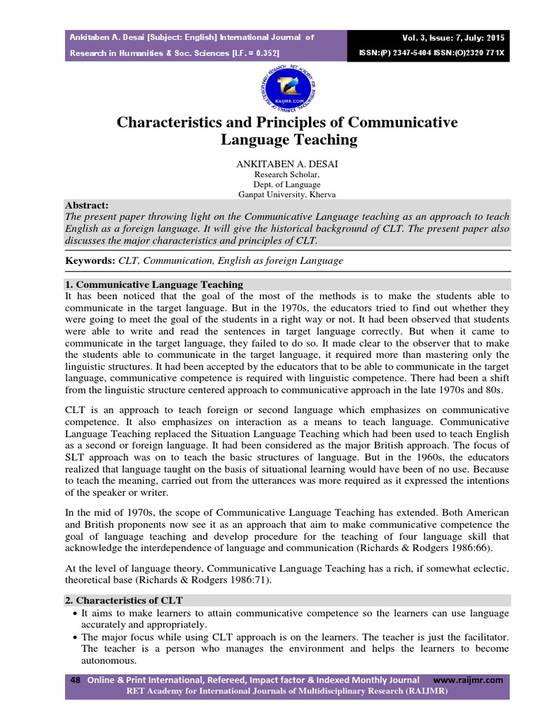 Principles of Communicative Language Teaching | PDF | Second Language ...