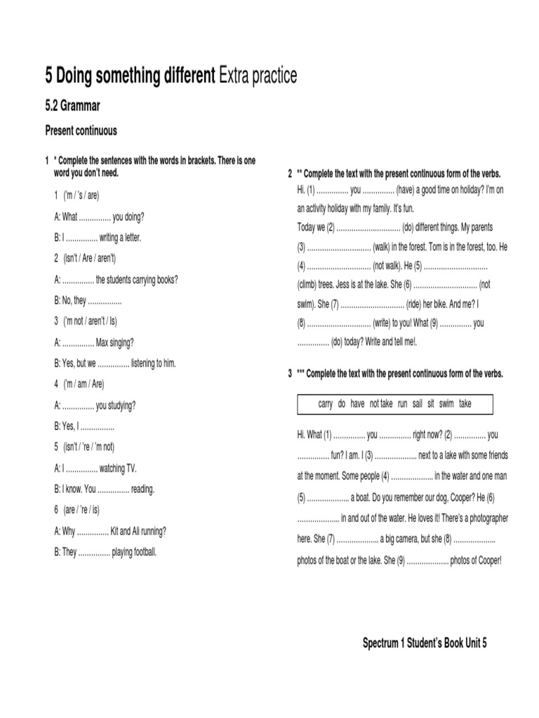 5.2 Grammar - Present Continuous | PDF | Linguistics | Linguistic ...