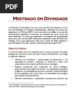 MESTRADO EM DIVINDADE