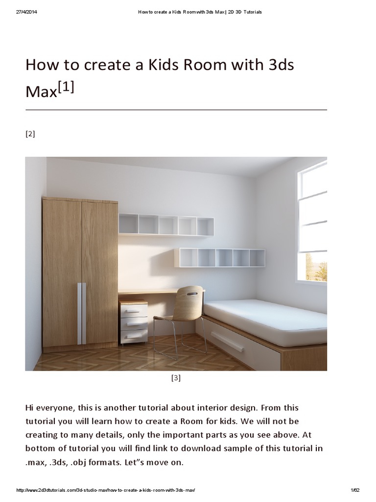How To Create A Kids Room With 3ds Max 2d 3d Tutorials Pdf