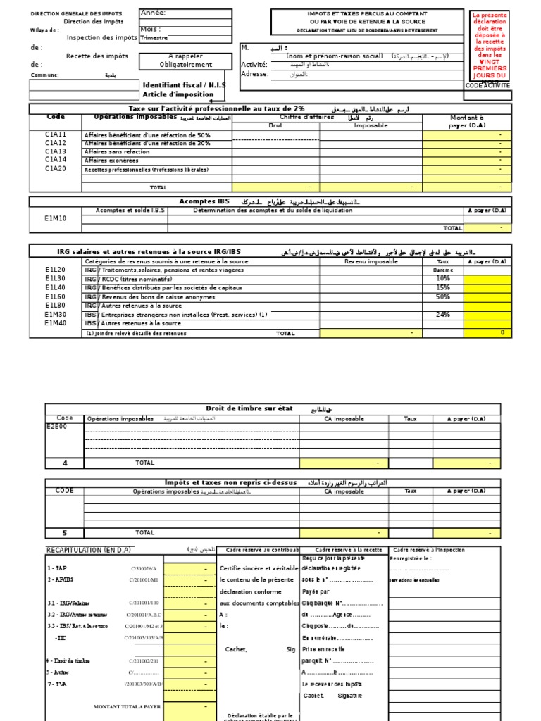 Déclaration G50 : Impôts et Taxes | PDF | Taxe sur la valeur ajoutée ...