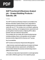 SAP Functional & Business Analyst