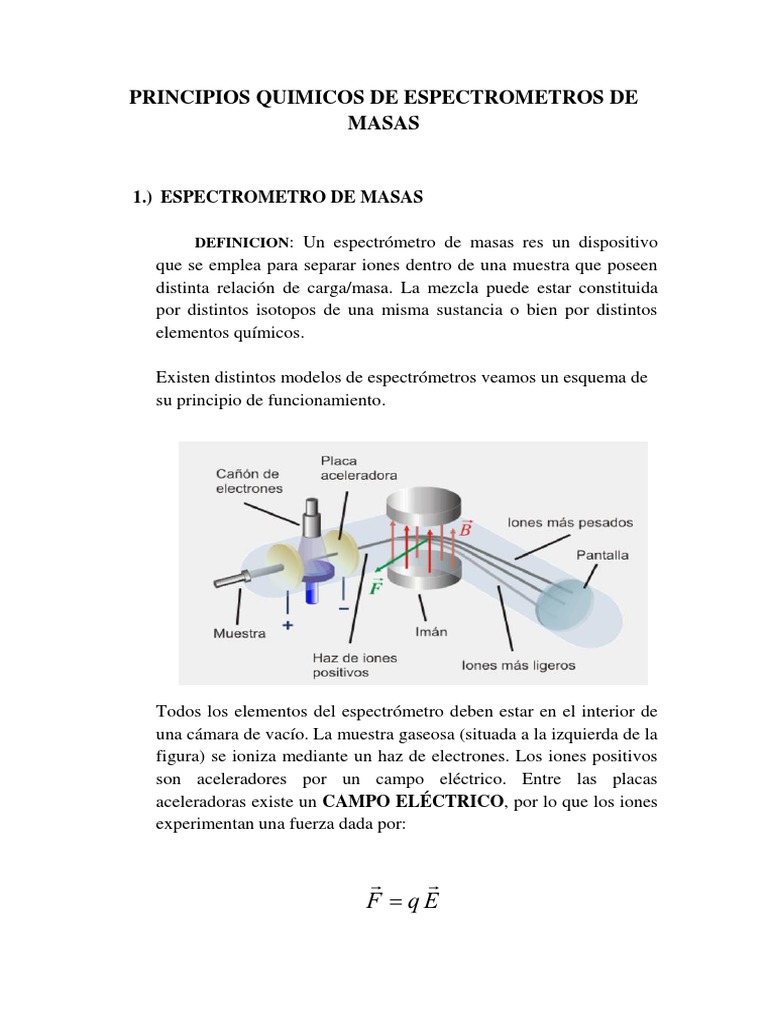 Principios de Espectrometría de Masas | PDF | Espectrometría de masas | Ion