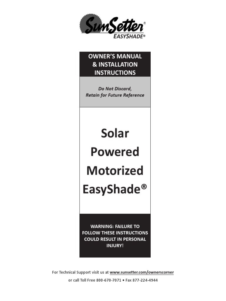 Solar Motorized EasyShade Installation PDF | PDF | Battery (Electricity ...