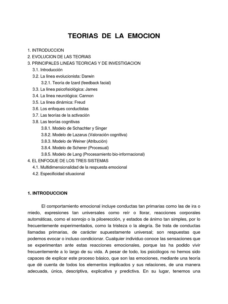 Teorias de La Emocion | PDF | Las emociones | Cerebro