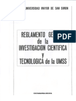 UMSS reglamento investigación