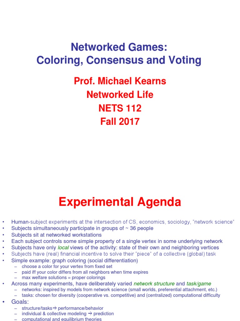 Networked Games: Coloring & Voting Dynamics | PDF | Consensus Decision ...