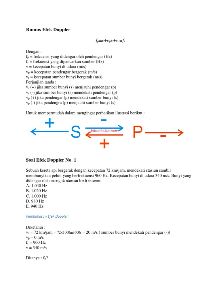Rumus Efek Doppler