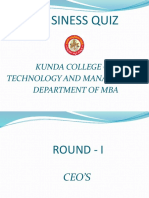 Business Quiz: Kunda College of Technology and Managemenet Department of Mba
