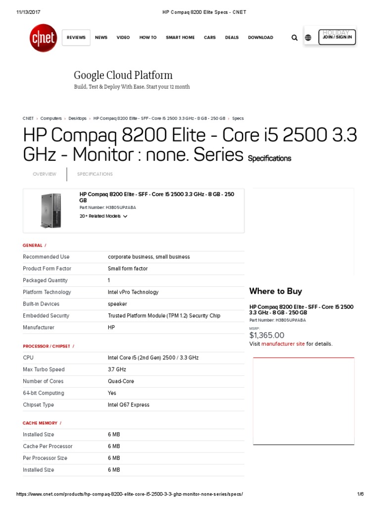 HP Compaq 8200 Elite Specs PDF Multi Core Processor Random