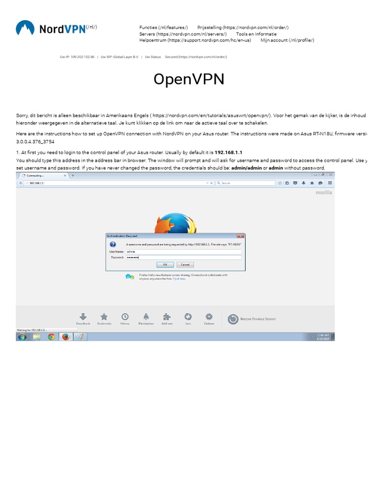 How to setup OpenVPN on AsusWRT | NordVPN | Password ...