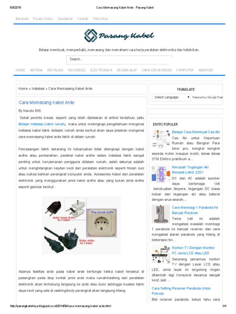 Cara Memasang Kabel Arde Pasang Kabel