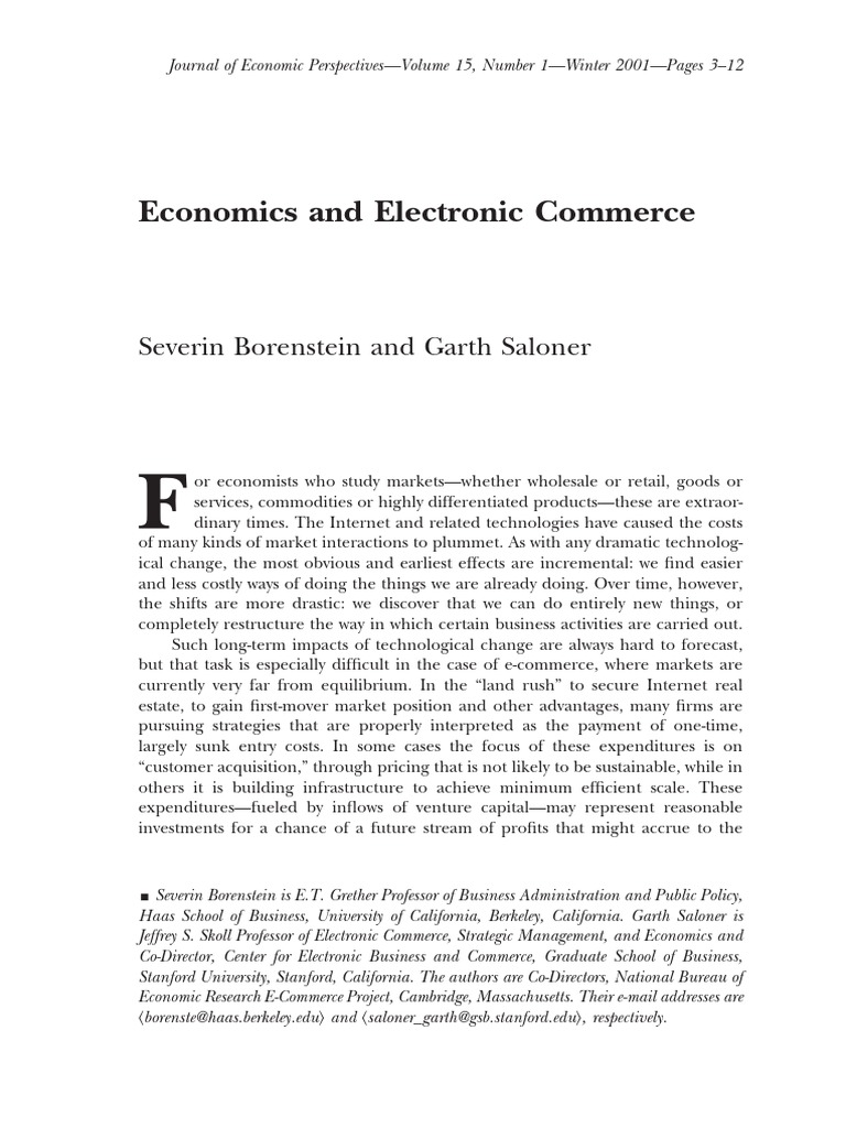Economics and Electronic Commerce | PDF | E Commerce | Retail