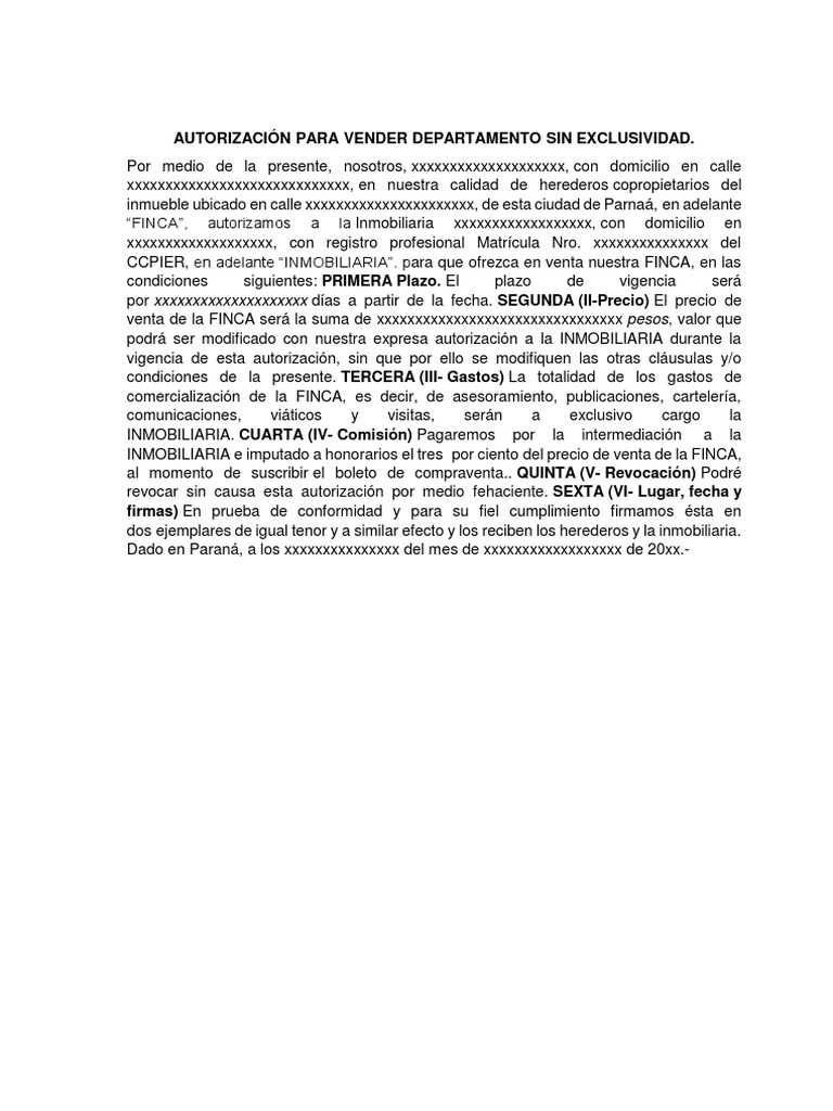 Autorizaci n de venta herederos