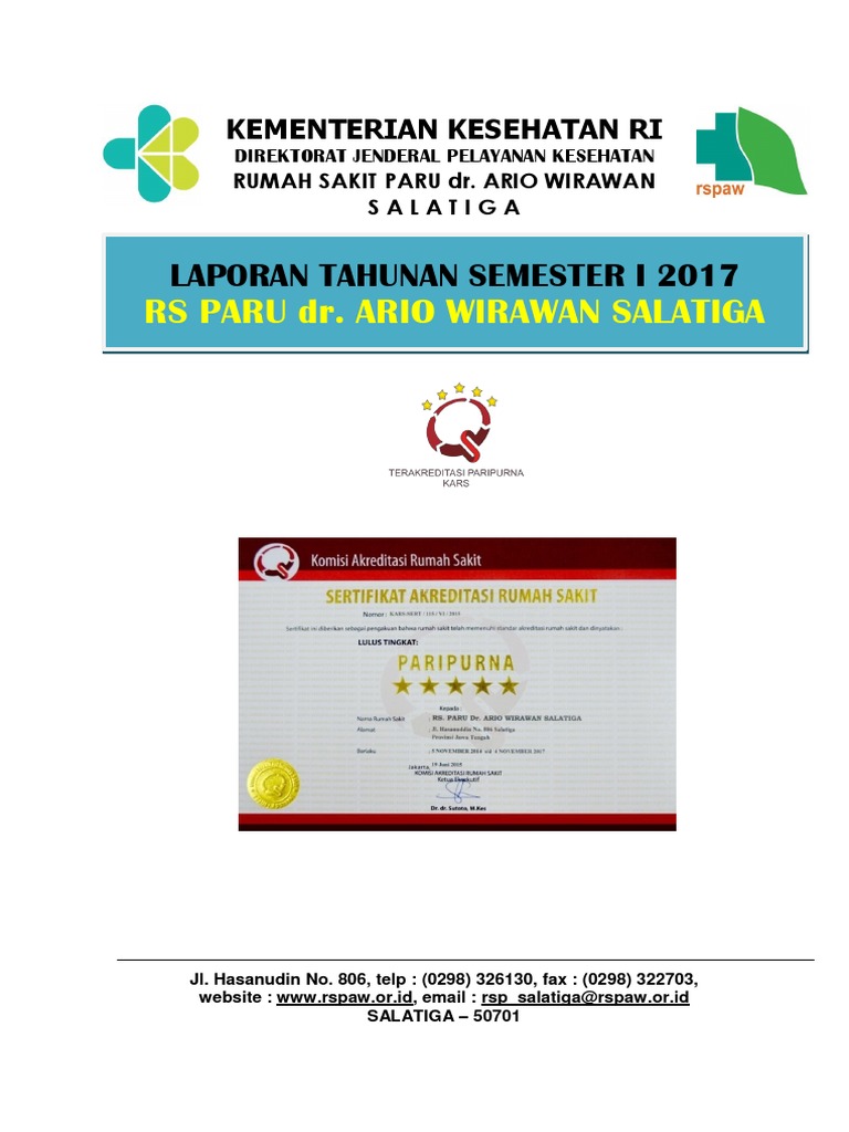 Laporan Kinerja Semester I Rumah Sakit Paru dr. Ario Wirawan Salatiga ...