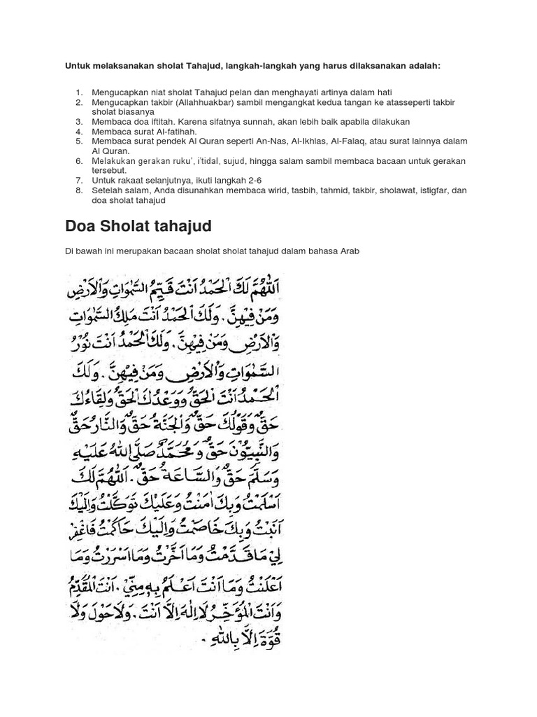 Do A Sholat Tahajjud Docx