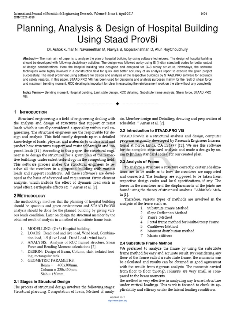 Planning Analysis Design of Hospital Building Using Staad Prov8i | PDF ...