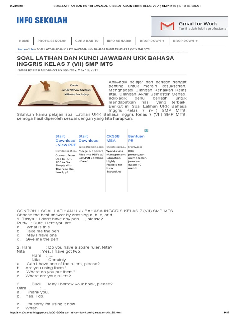 Soal Ukk Inggris Kelas 9 Pdf