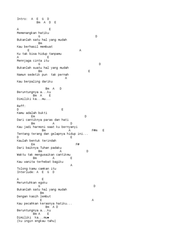 Chord Lagu Bukti Kebesaranmu