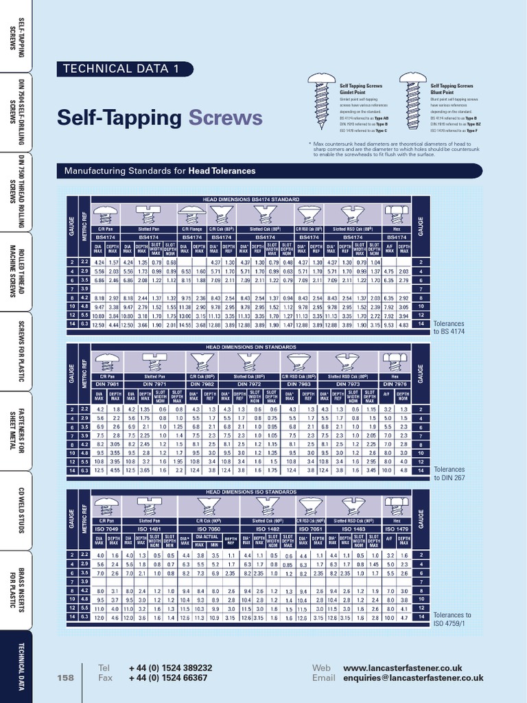 Self Tapping Screws Technical Information PDF PDF Screw Metalworking