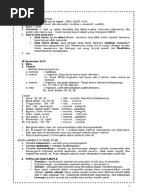 Soal Uts S2 Biostatistik Ui Pak Sutanto