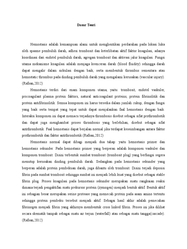 Dasar Teori Pemeriksaan Rumple Leeds Test Ade | PDF
