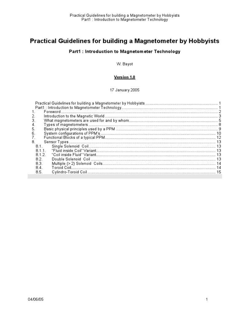 Building Magnetometers for Hobbyists | PDF | Magnetometer | Earth's ...