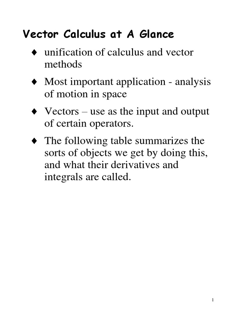 Vector Calculus at A Glance | PDF