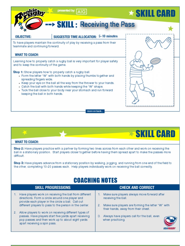 Rookie Rugby Skill Cards PDF | PDF | Ball Games | Sports