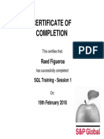 SQL Training Session 1 Course Certificate