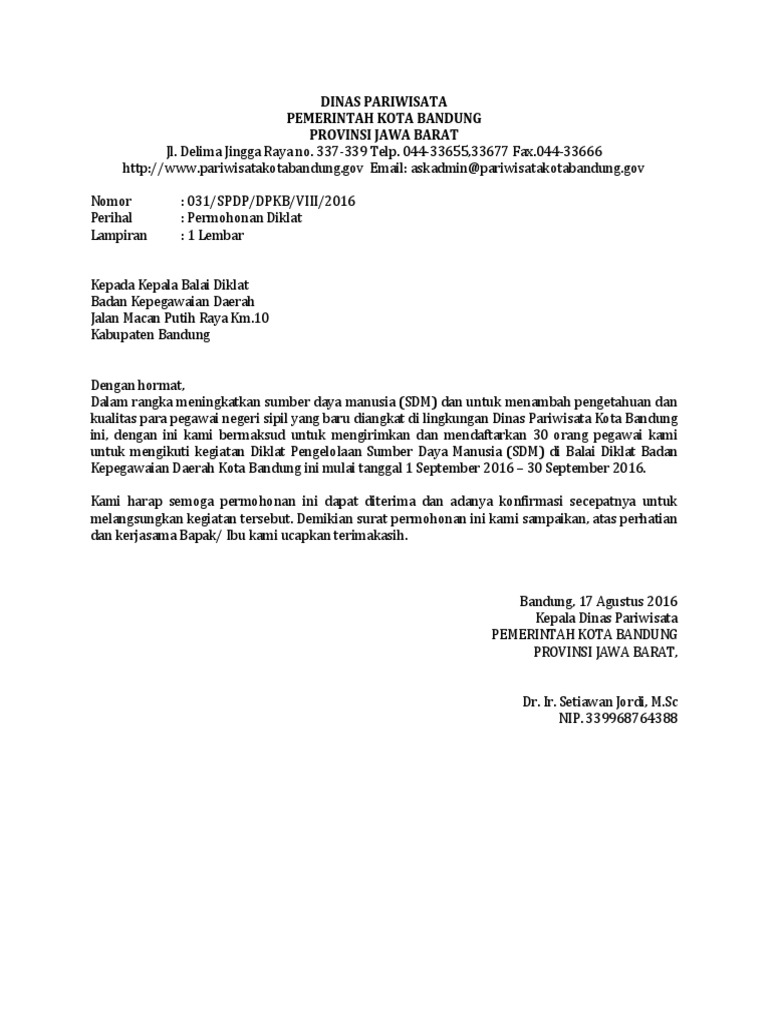 Contoh Surat Pernyataan Kesanggupan Mengikuti Pelatihan